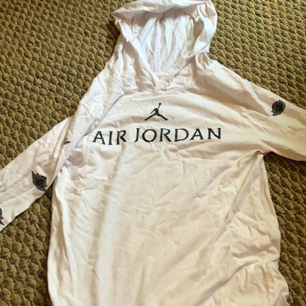 white and black air jordan hoodie
